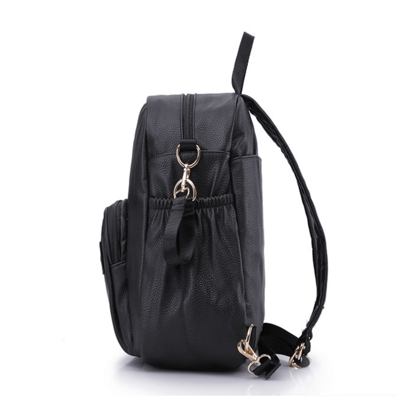 A Lily - Black backpack with two straps and a zipper.