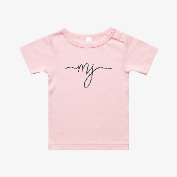 Baby Clothes MJ | GIRLS | Organic Cotton Tee - Pink & Grey M&B.