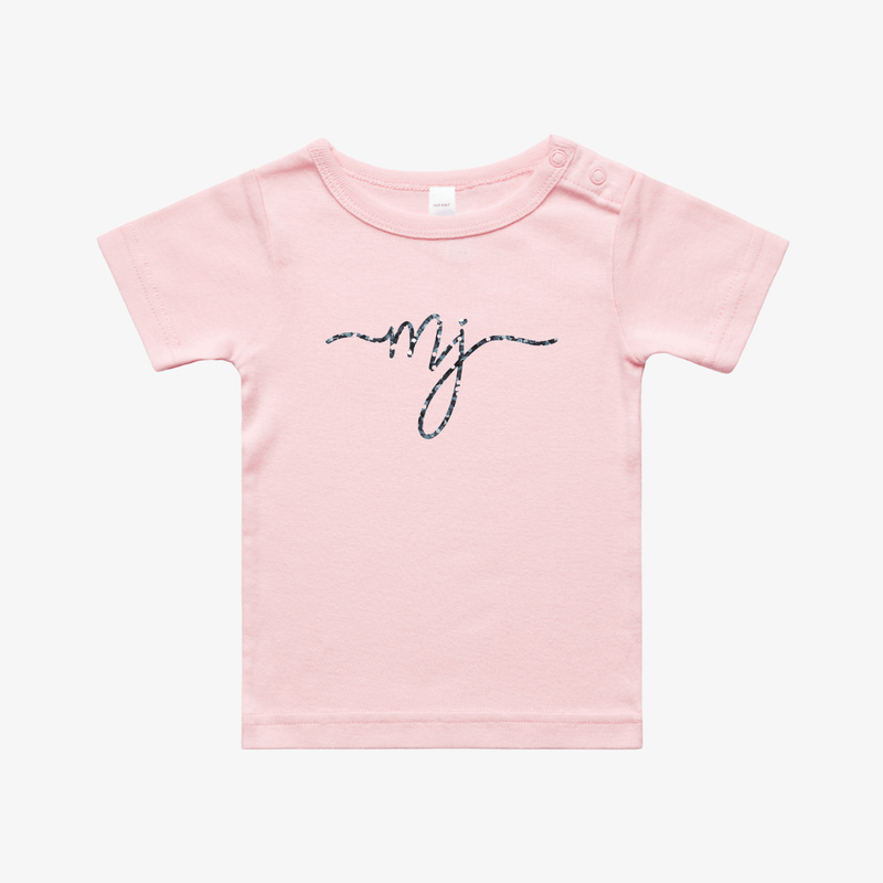 Baby Clothes MJ | GIRLS | Organic Cotton Tee - Pink & Grey M&B.