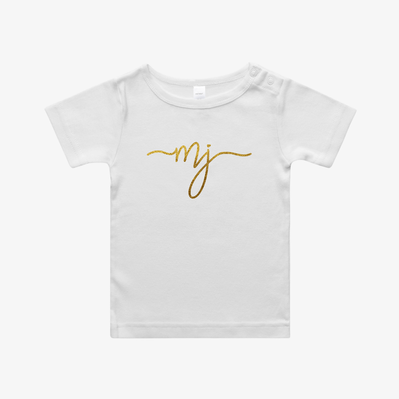 Baby Clothes MJ | GIRLS | Organic Cotton Tee - White & Gold M&B.