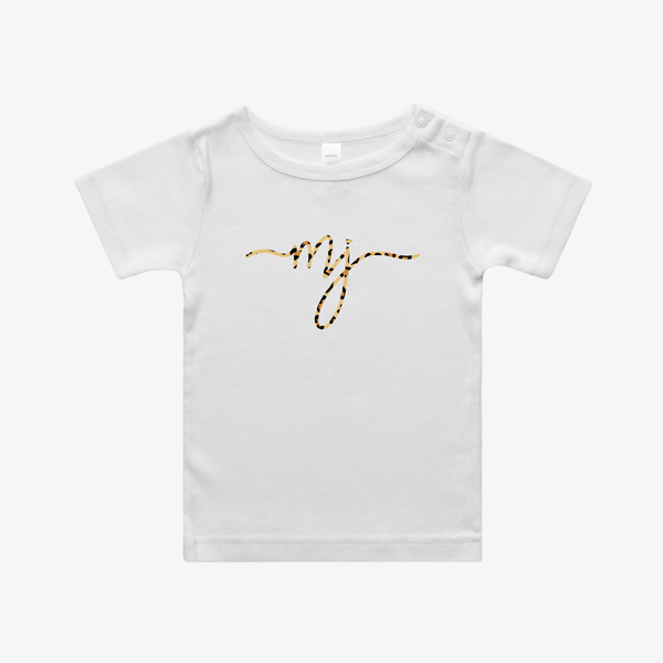 Baby Clothes MJ | GIRLS | Organic Cotton Tee - White & Leopard M&B.