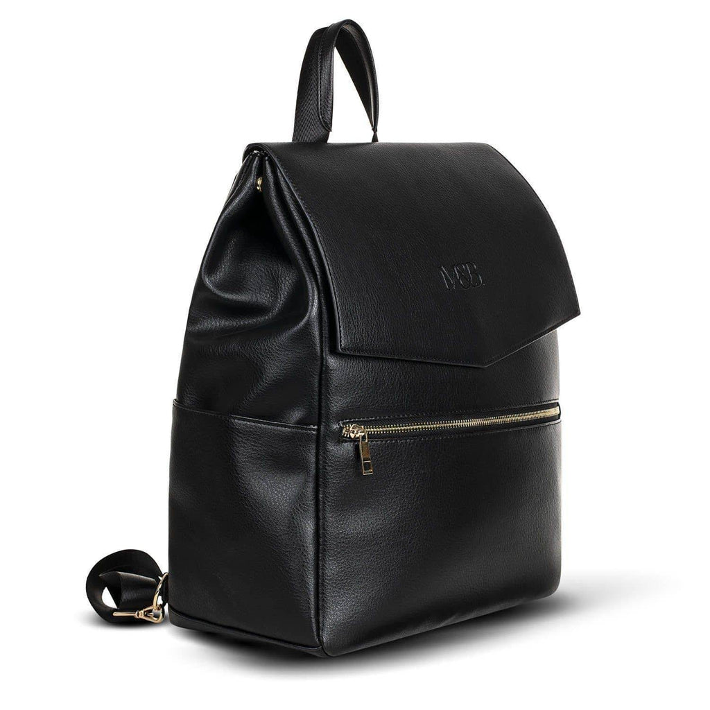 Scarlett - Black Luxury Baby Bag | Faux Leather Baby Backpack