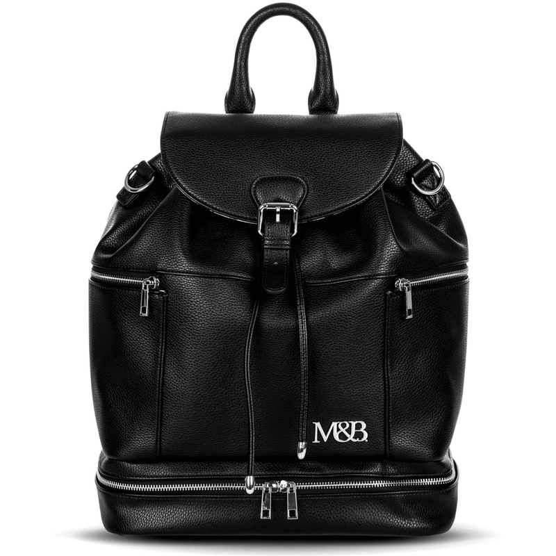 A Summer - Black backpack with the word bn on it, from Mother and Baby.