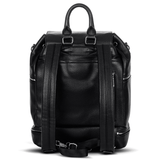A Summer - Black leather backpack on a white background, by Mother and Baby.