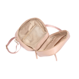 A pink Evelyn - Cross Body bag with two compartments and a zipper by Mother and Baby.