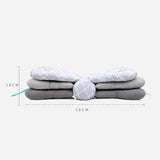 A set of Mother and Baby Adjustable Breast Feeding Pillows with measurements.