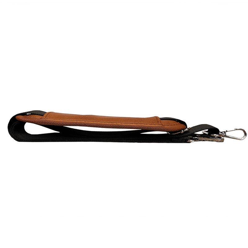 A Padded Adjustable Shoulder Strap - Caramel by Mother and Baby with a hook on it.